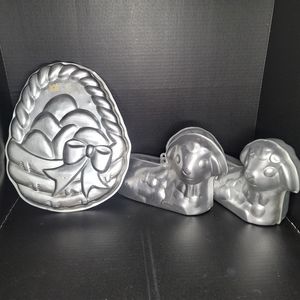 Vintage Wilton Cake Pans - Easter Egg Basket & 2 Lambs-decor, baking,cookware